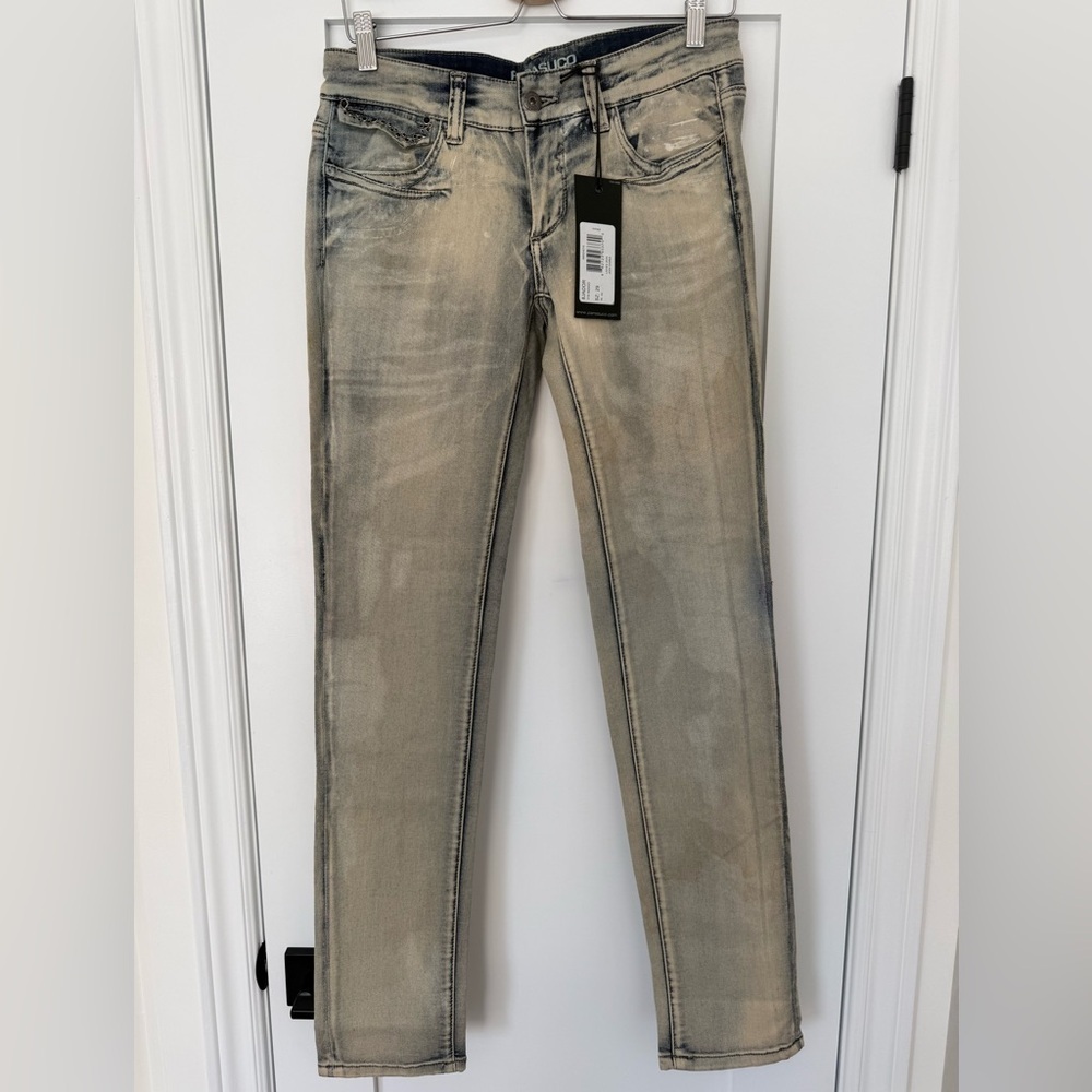 RARE Parasuco Distressed Acid Wash Jeans Sz 29 Studded Y2K Vintage Denim NWT